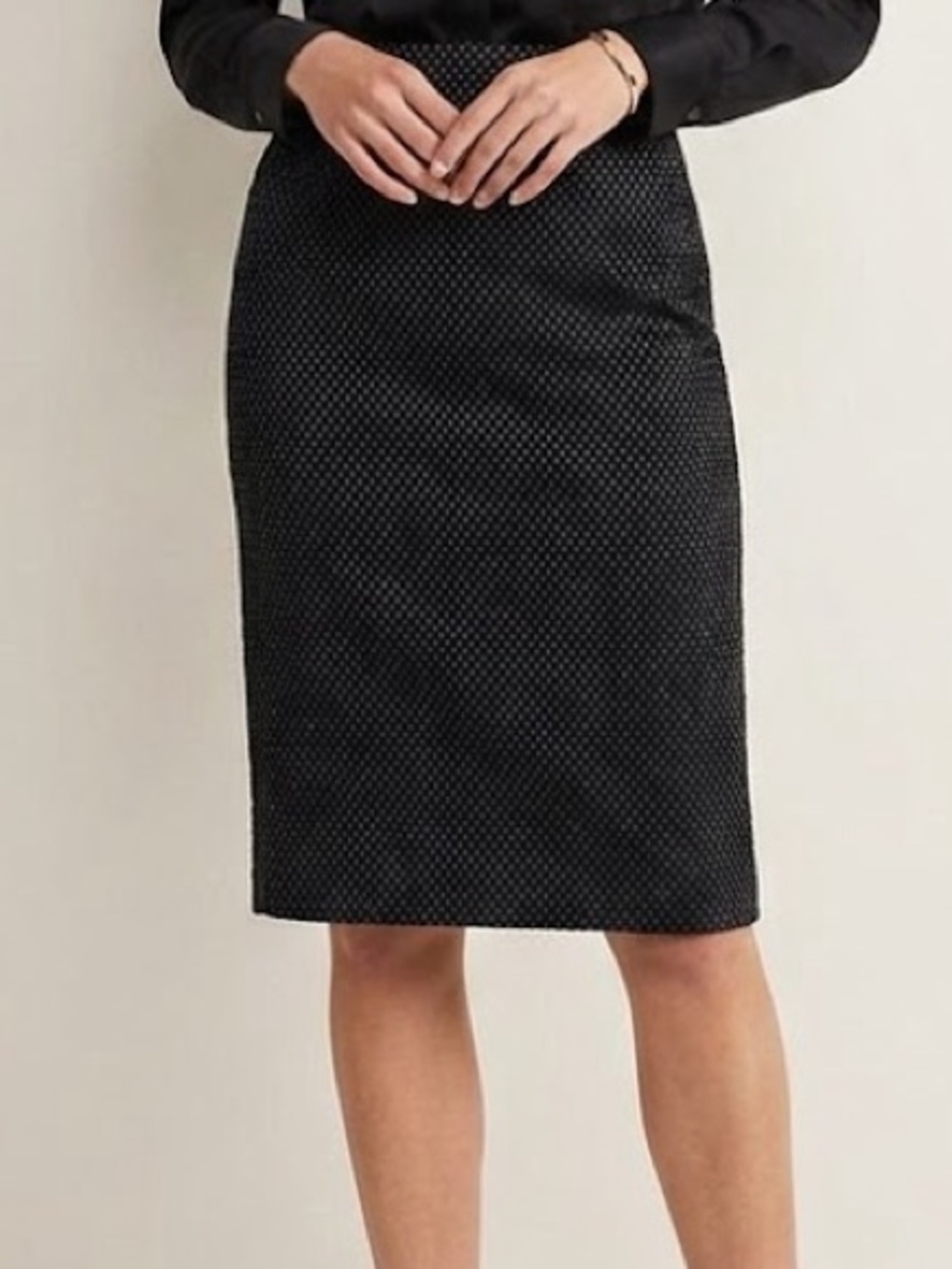 Unique Vintage Black Silver Speckled Mini Wiggle Pinup Retro Skirt Small